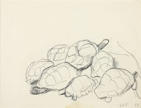 Wolf Kahn, Turtle Club, 1952    Pencil 5 1/2 x 7 inches