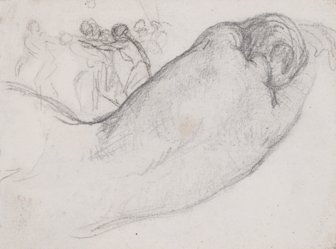 Reclining Nude    Pencil on paper  3 13/16 x 5 1/8 inches