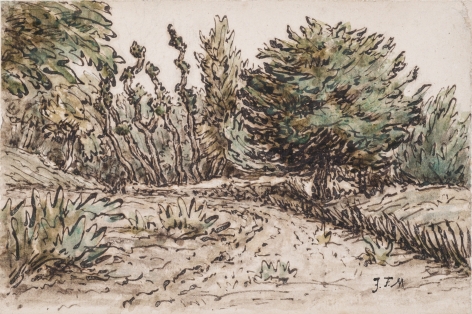 Jean-Francois Millet, Sentier bord&eacute; d&#039;arbres, c. 1866-1867