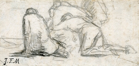 Study for "Ruth and Boaz", 1853    Graphite on paper  1 7/8 x 4 inches
