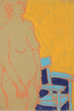 George Segal, Untitled (Nude with Blue Chair), 1965, Pastel on paper 18 x 12 inches