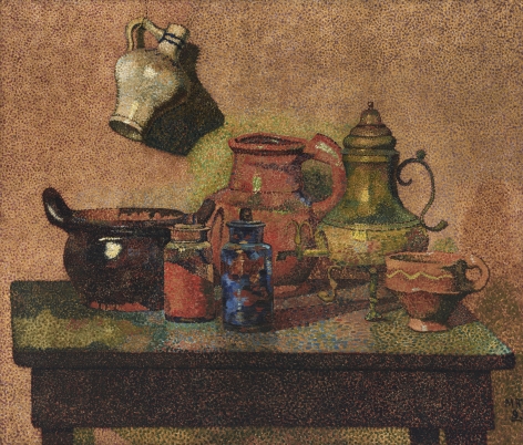 H.P. Bremmer. Still life with jugs and bottles, March 1893. Oil on canvas. 31 1/3 by 36 1/2 inches (79.5 by 92.9 cm.)