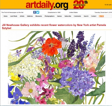 Review in Artdaily: Jill Newhouse Gallery exhibits recent flower watercolors by New York artist Pamela Sztybel, December 2016