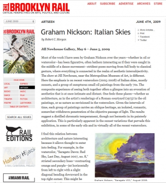 Review in the Brooklyn Rail: Graham Nickson, Italian Skies, June 2009