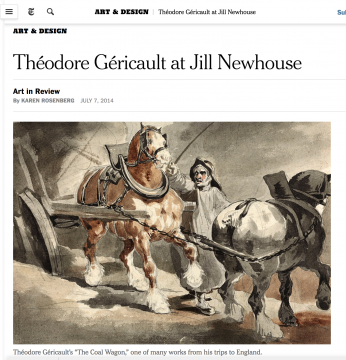 Review in the NYT: Théodore Géricault at Jill Newhouse, July 2014