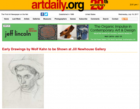 Review in Artdaily: Early Drawings by Wolf Kahn to be Shown at Jill Newhouse Gallery, November 2009