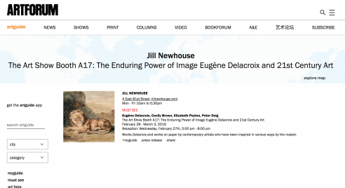 Artforum MUST SEE pick: Jill Newhouse Gallery at the ADAA The Art Show, February - March 2019