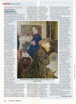 Review on ArtNews: Édouard Vuillard, June 2012