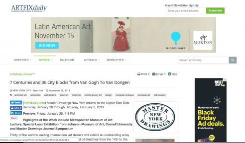 Review in Artfixdaily: 7 Centuries and 36 City Blocks from Van Gogh To Van Dongen, January 2019