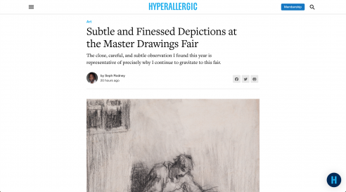 Hyperallergic: Subtle and Finessed Depictions at the Master Drawings Fair