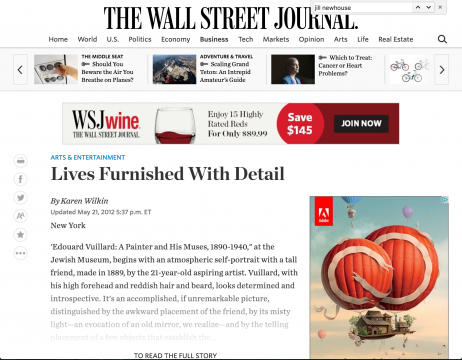 Review in the Wall Street Journal: Lives Furnished With Detail, May 2012