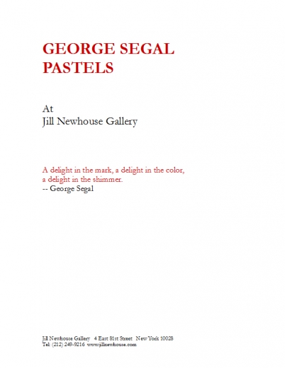 Catalogue Cover: George Segal Pastels, January 2014